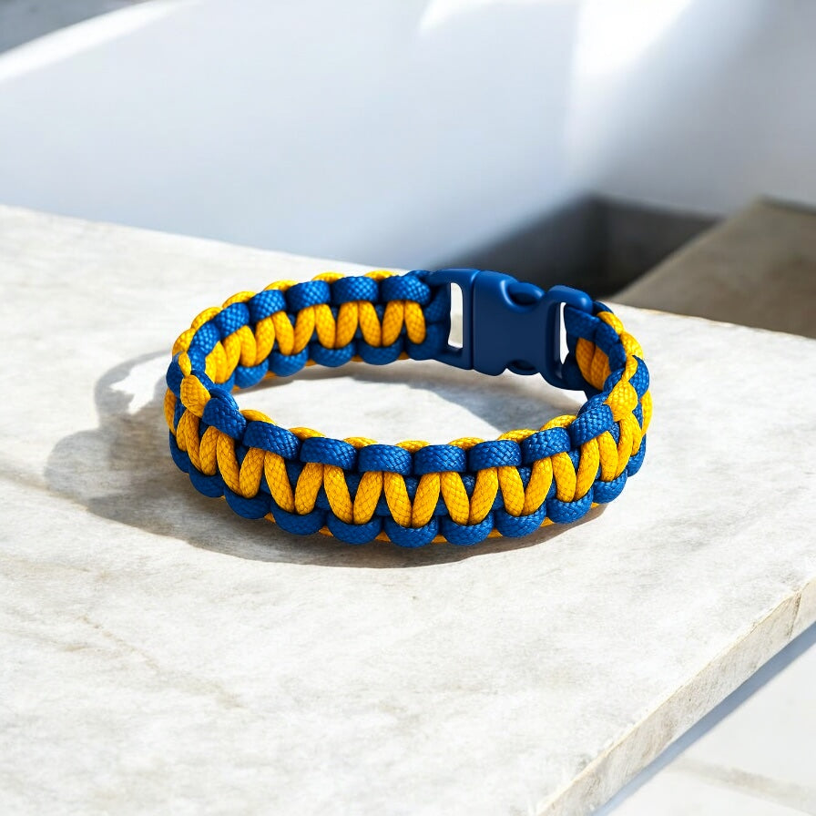 Yellow and blue paracord bracelet