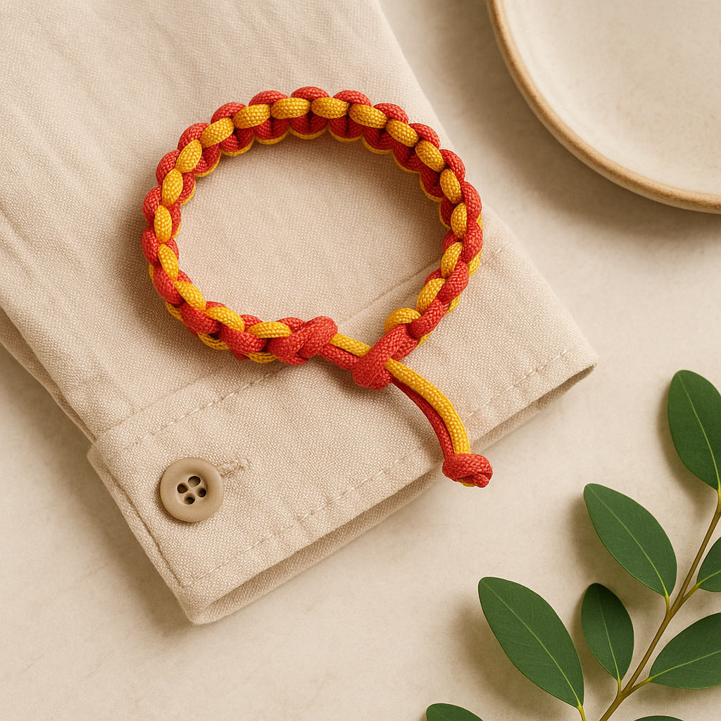 Yellow and red paracord bracelet