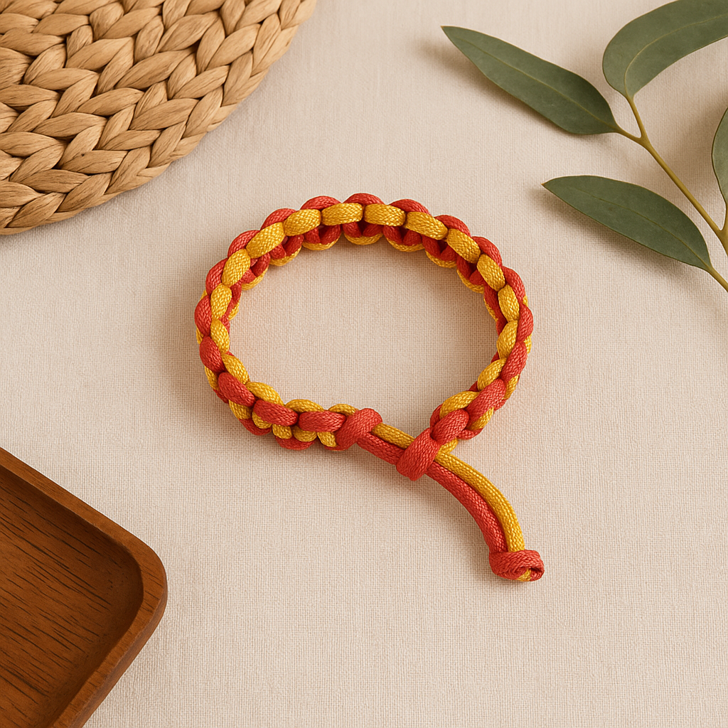 Yellow and red paracord bracelet