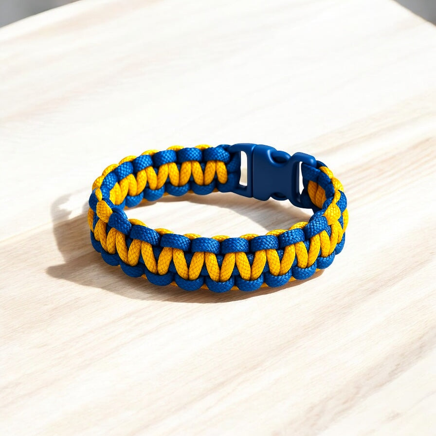 Yellow and blue paracord bracelet