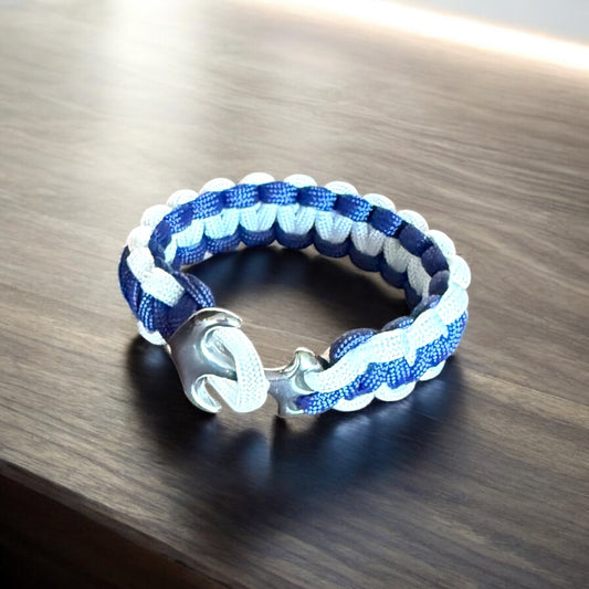 Blue and white paracord bracelet
