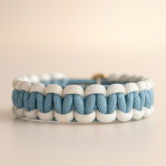 White and sky blue paracord bracelet