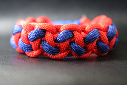 Blue and red braided bracelet