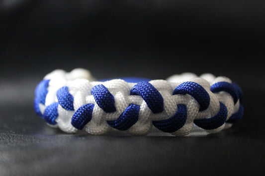 Blue and white braided bracelet
